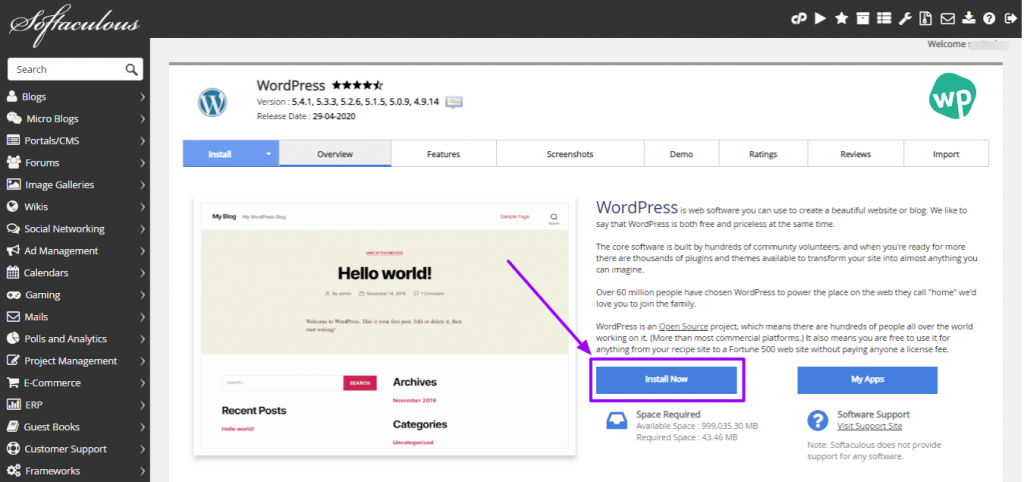 softaculous-wordpress-installer