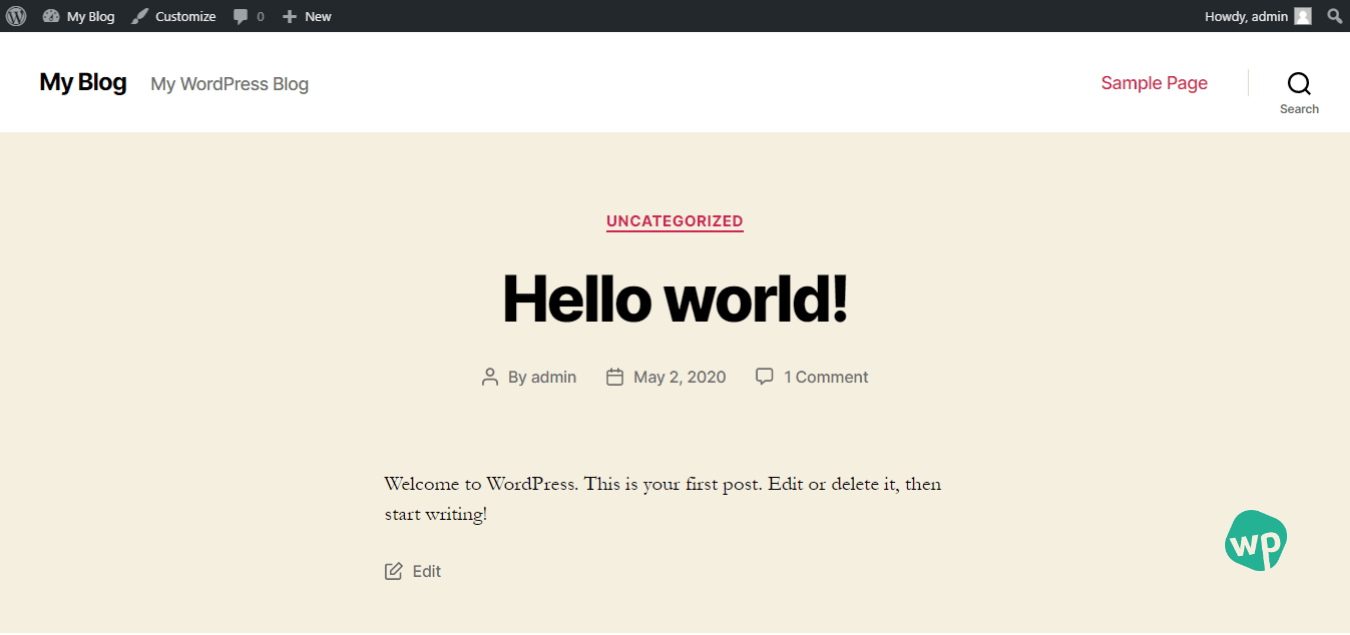 wordpress-website-welcome-screen